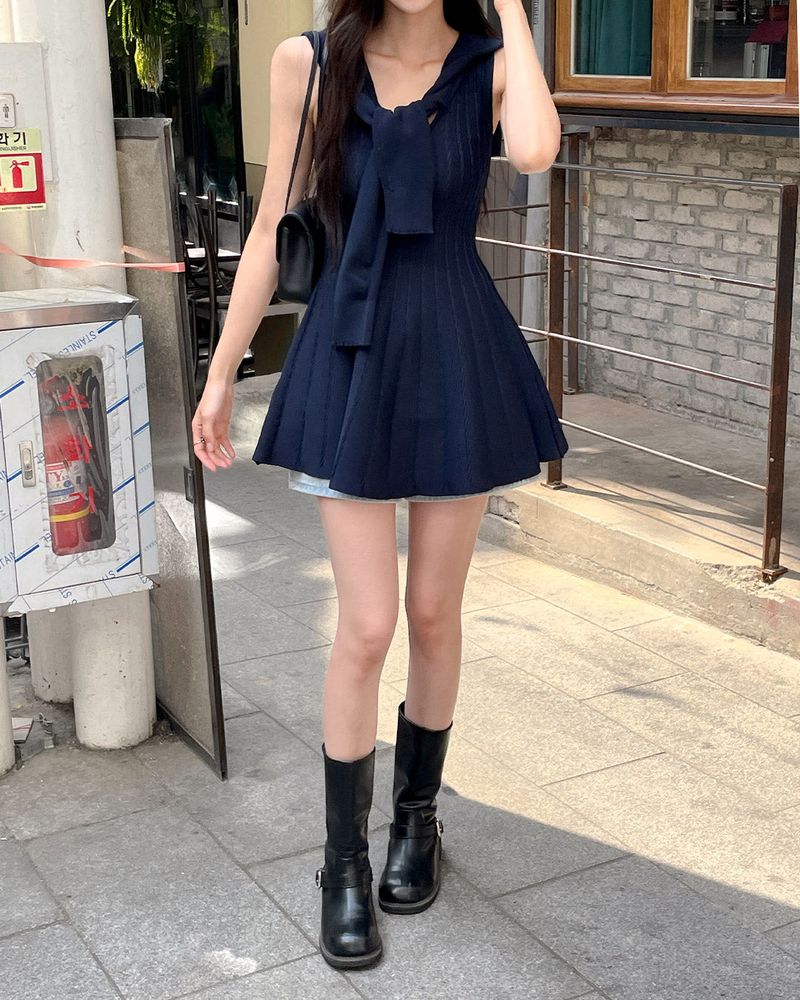 Laik knit shawl mini dress