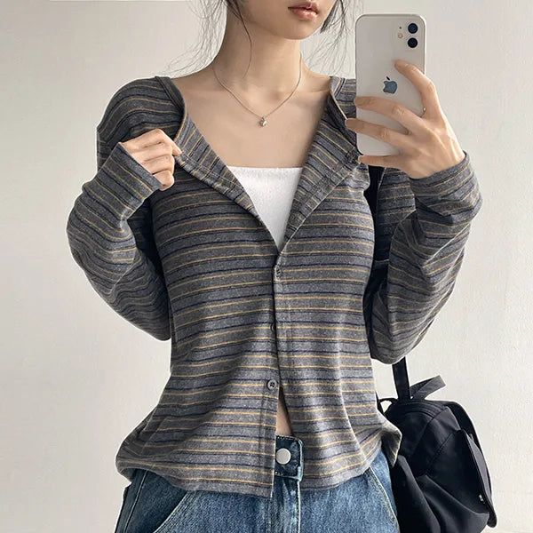 Linet Striped Button Cardigan (4 colors)