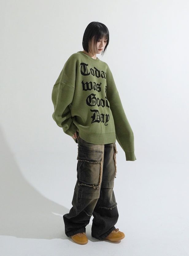 Lettering oversize heavy knit