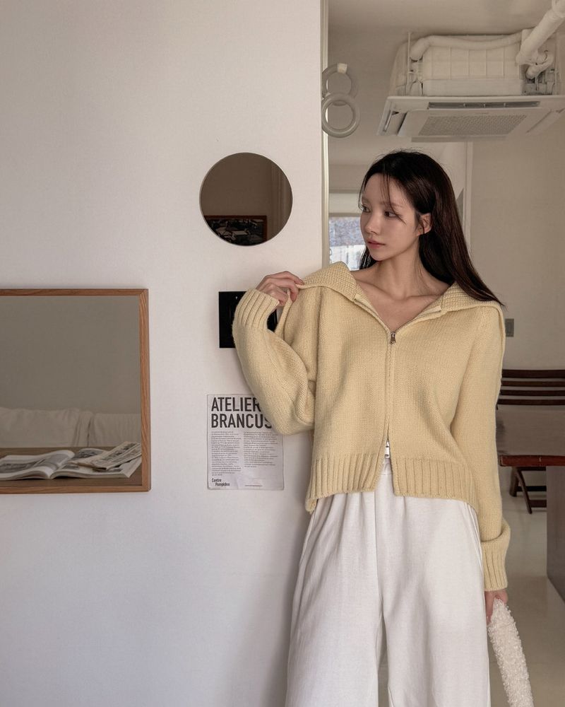 Wool Kara Knit Zip-up