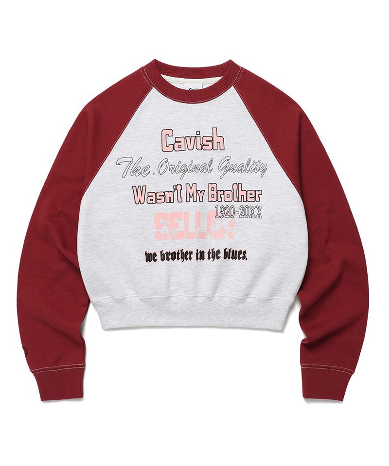 cavish（カビシ）の「W RAGLAN BROTHERS SWEATSHIRT BURGUNDY(CV2ESFM445A)（Tops）」