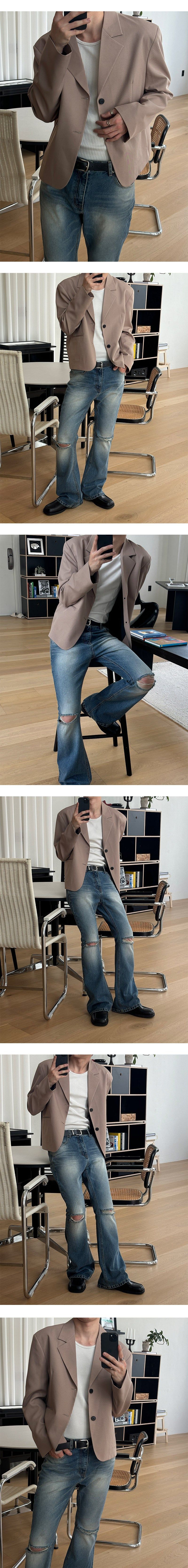 [S/F] Minimal crop blazer(2color)