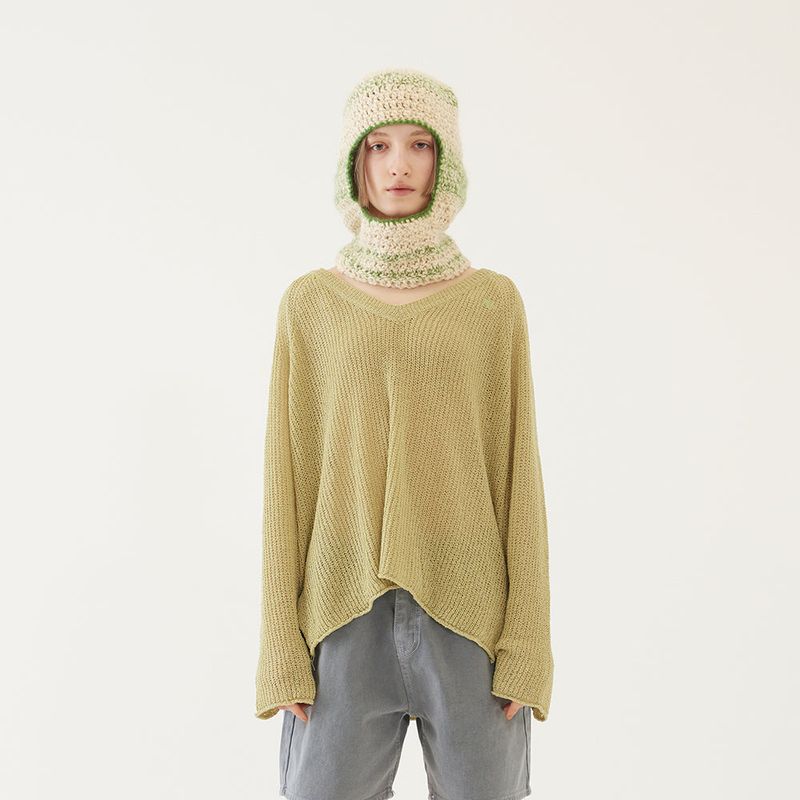 V-NECK KNIT TOP (GREEN)