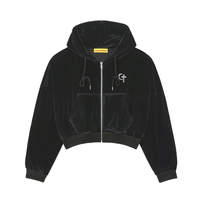 CLUT STUDIO(クラットスタジオ)の「0 3 HATE Velvet Hoodie - BLACK(Tops)」