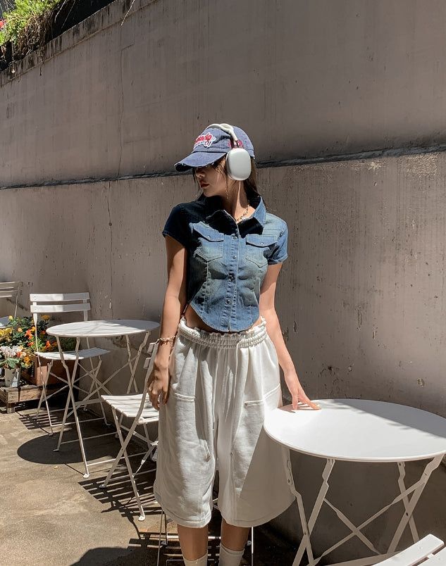 Our Washing Cropped Denim Shirt