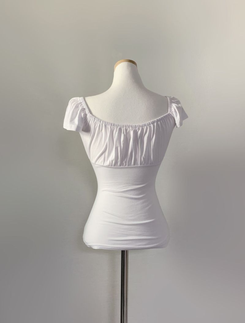 Elisebe Strap Shirring Top (white)