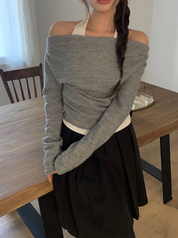 [Belt Set] Scan Wool Pleat Belt Midi Skirt