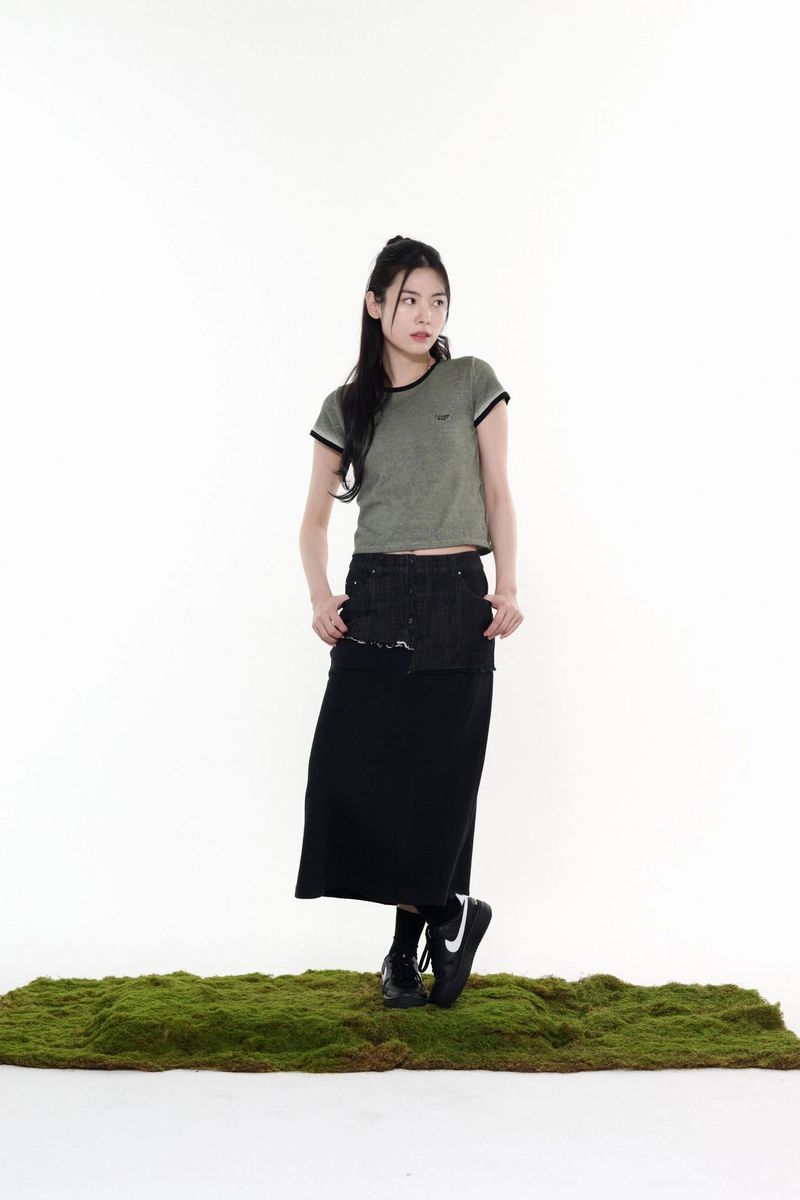 DENIM MIXED TRAING SKIRT