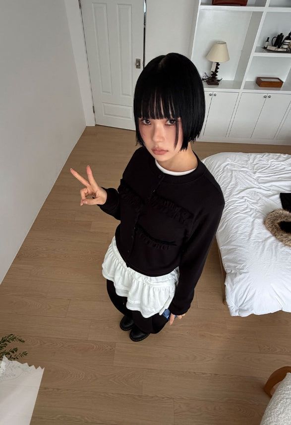 FRILL RIB KNIT CARDIGAN
