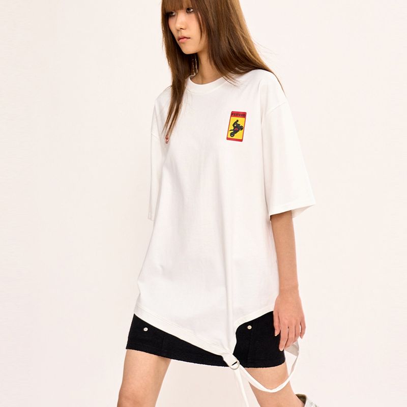 Asymmetric Belt T Shirt - White