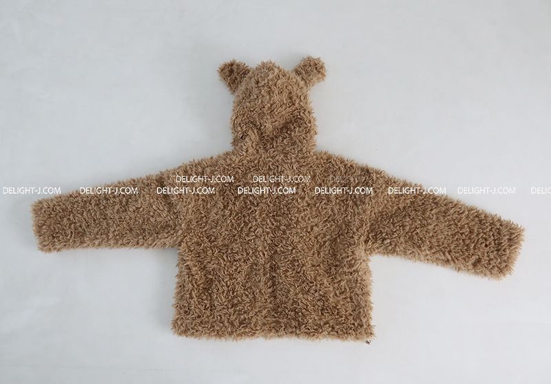 Rabbit ear hood zip-up soft fur jacket