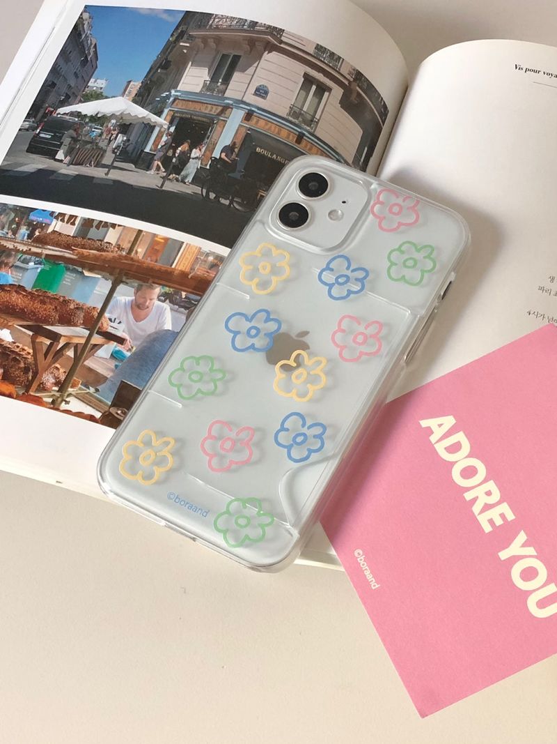 Soft flower card case _ Clear hard (iphone case)