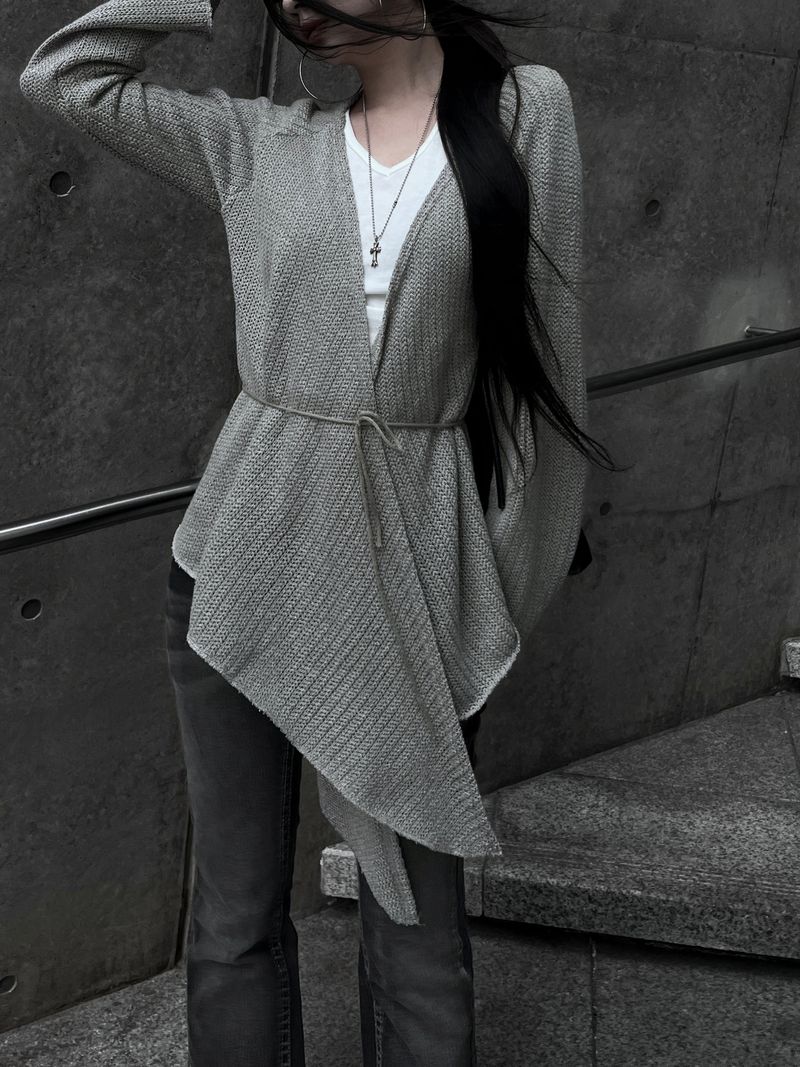 strap frey knit cardigan (2color)