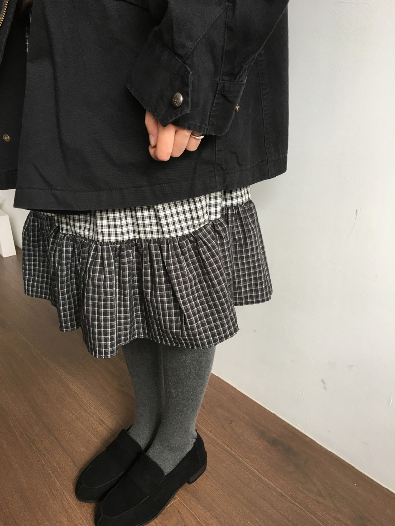 Fold check skirt (3color)