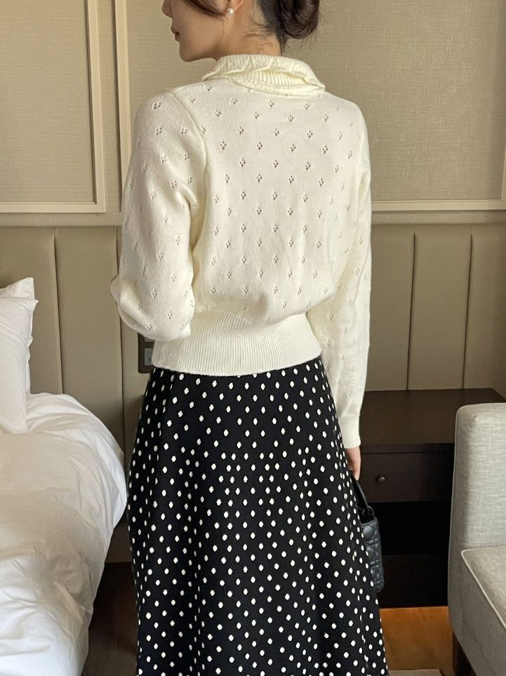 Lua Dot Knit Banding Flare Skirt