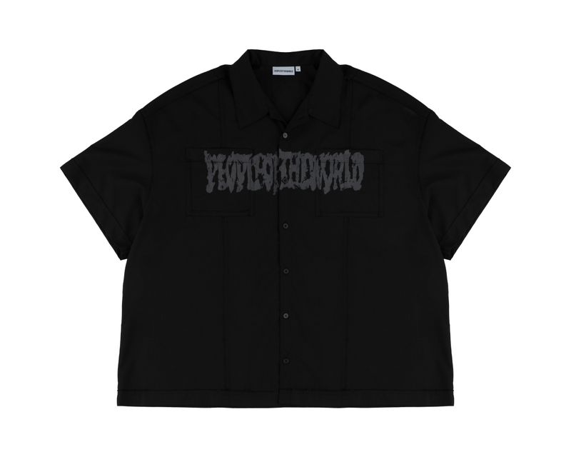 low-edge short-sleeved shirt (BLACK)