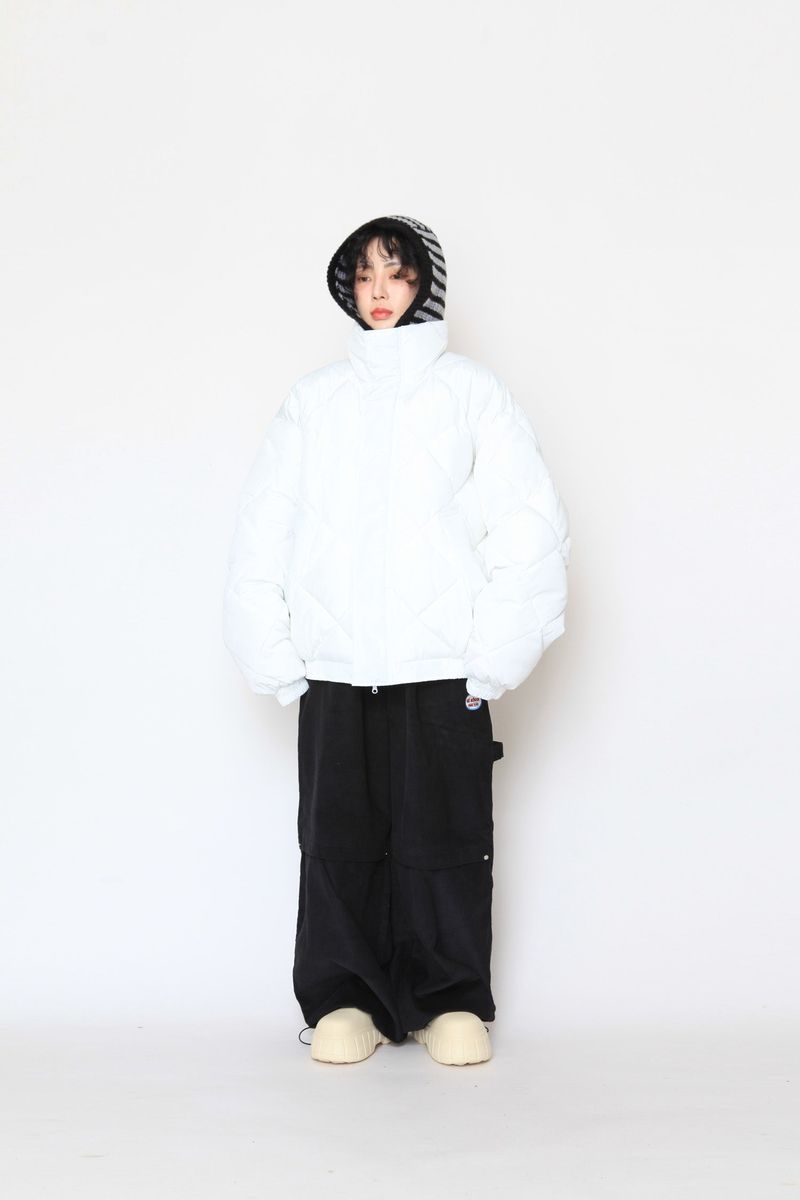 high-neck quilting padded jumper