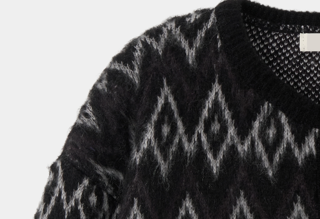 Loeeller Shadow Diamond Jacquard Brushed Overfit Knit Cardigan