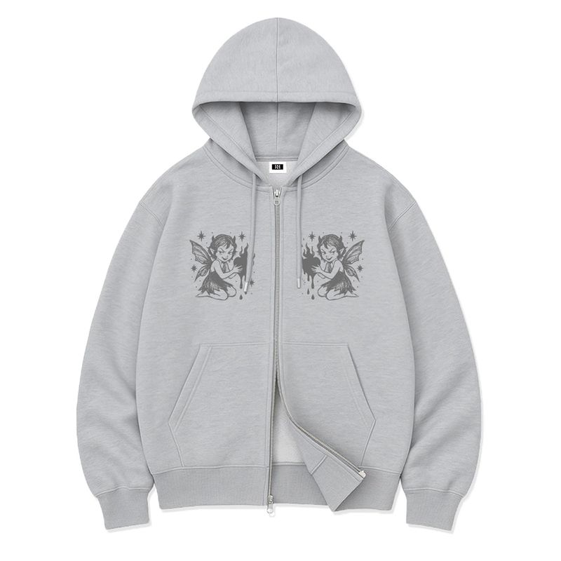 DEVIL FAIRY OVER FIT 2-WAY ZIP-UP (2color)