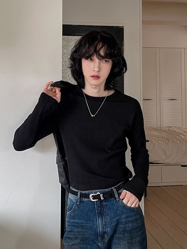 Mile Raglan Ribbed Muscle Long Sleeve Tee