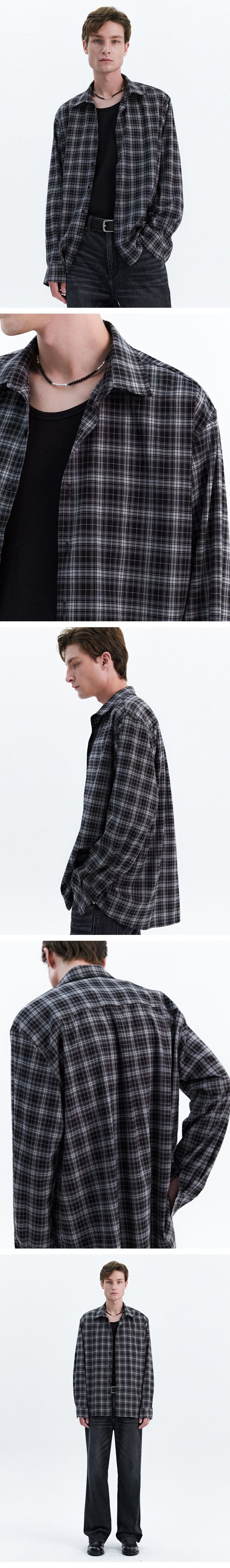 SOFT AND MILD MINIMAL CHECK SHIRT_BLACK
