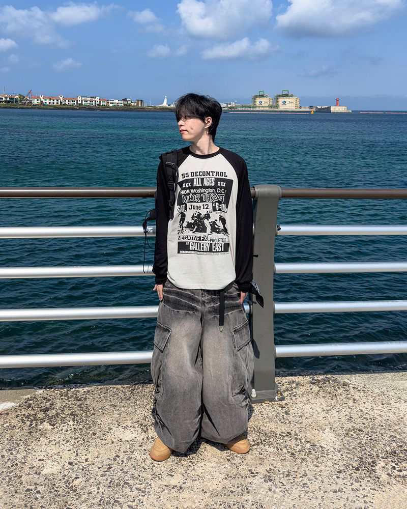 Poster Color Block Raglan Long Sleeve