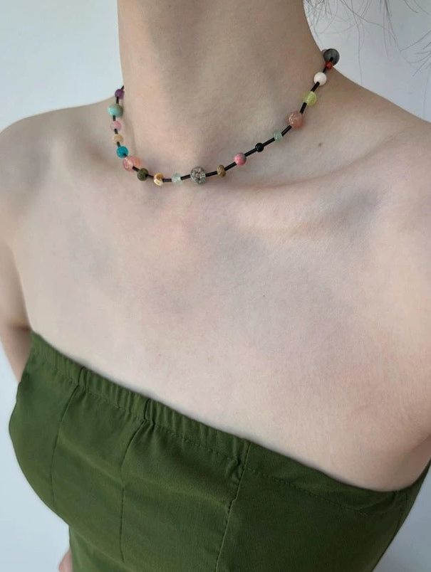 Mixed color gemstone necklace