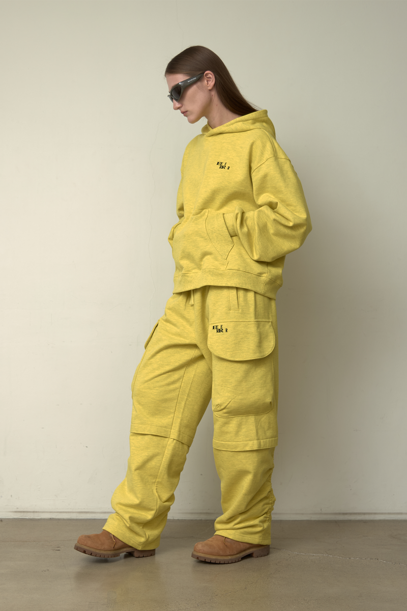 EEERRR Basic logo needlework hoodie (Melange Yellow)