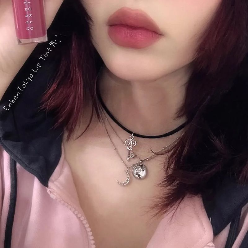 [IVE Wonyoung Necklace] Silver Heart Key Choker Necklace