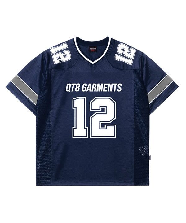 QT8 GARMENTS（キューティーエイトガーメント）の「LB 3R フットボールジャージ (Navy)（トップス）」