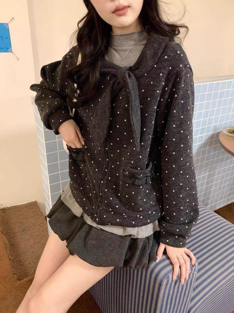 Dot tie zip-up (2color)