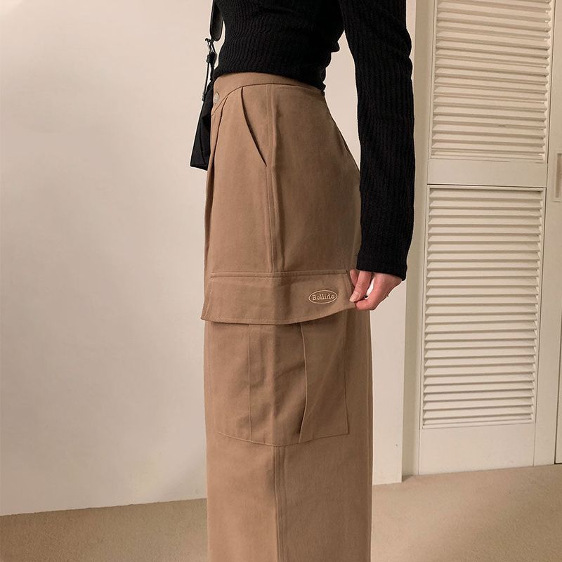 [BELLIDE MADE] suede pocket wide cargo pants