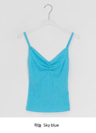 Orr Eyelet Punching Shirring V-Neck Strap Sleeveless