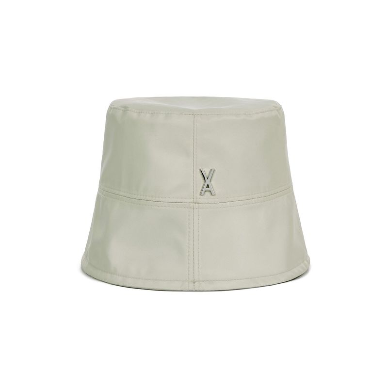 Stud Drop Over Fit Poly Bucket Hat Beige