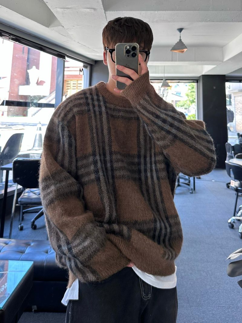 maranda check loosefit knit