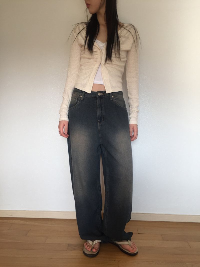 Touch denim wide long pants (2 colors)