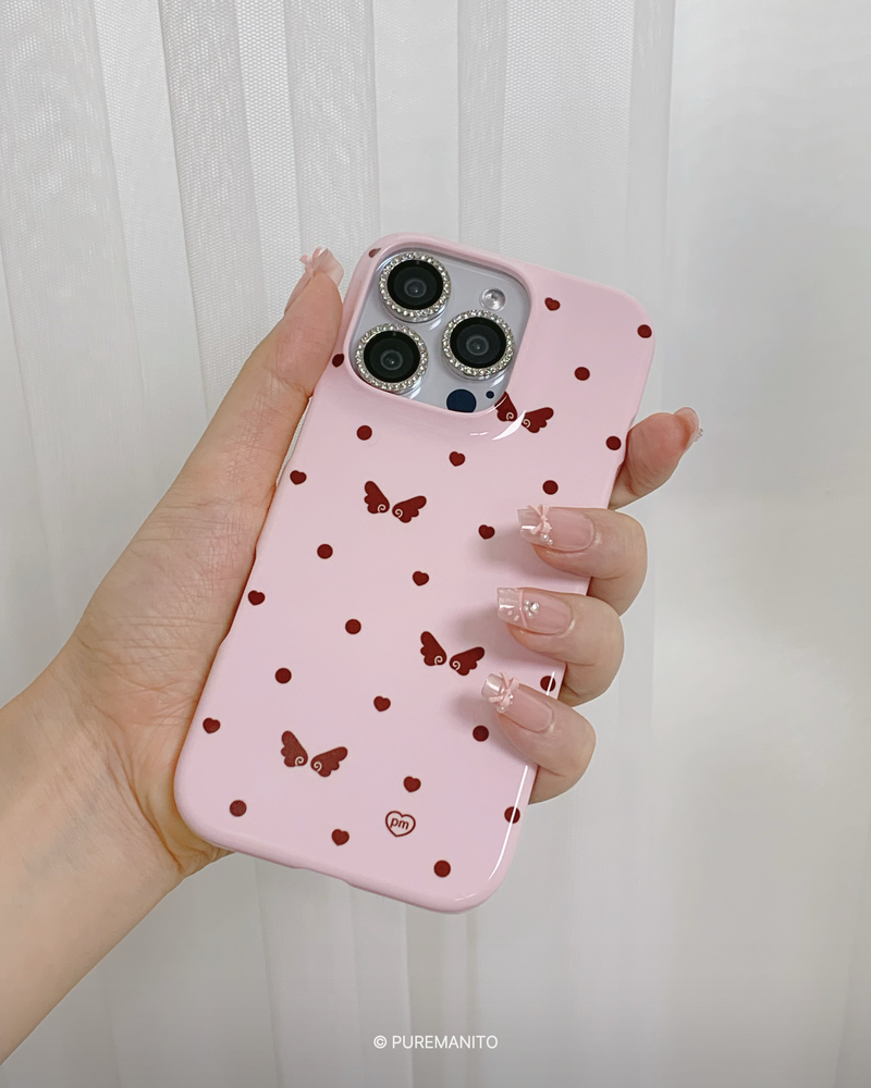 ハートドットウィングスマホケース