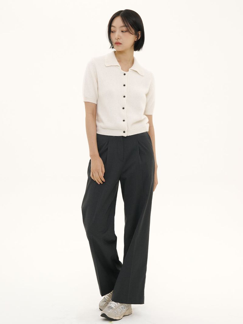 DOUBLE BUCLE SLACKS WIDE PANTS