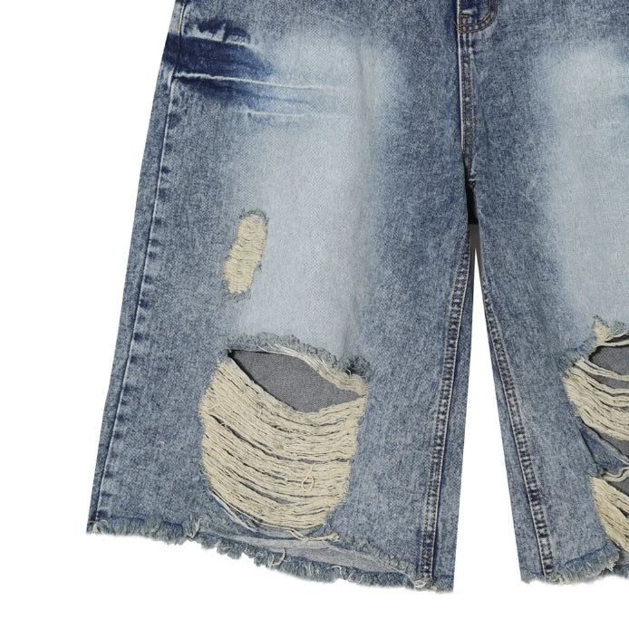 Rica Washed Damaged Bermuda Denim