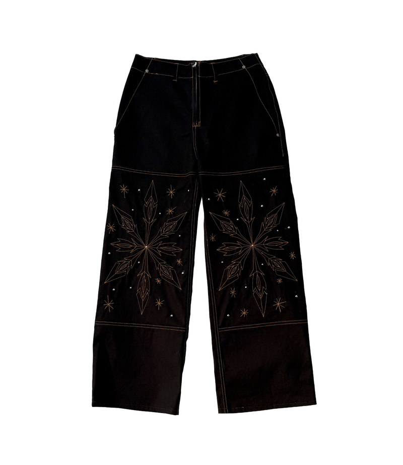  [Hand-Made「007」] Snowflake Studded Pants_Black