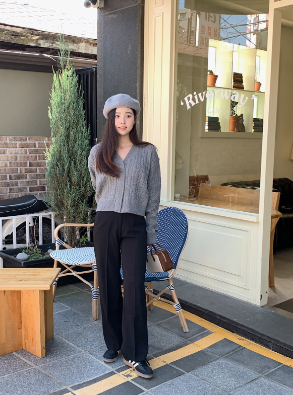 Hidden Button Cable Wool Knit Cardigan (5color)