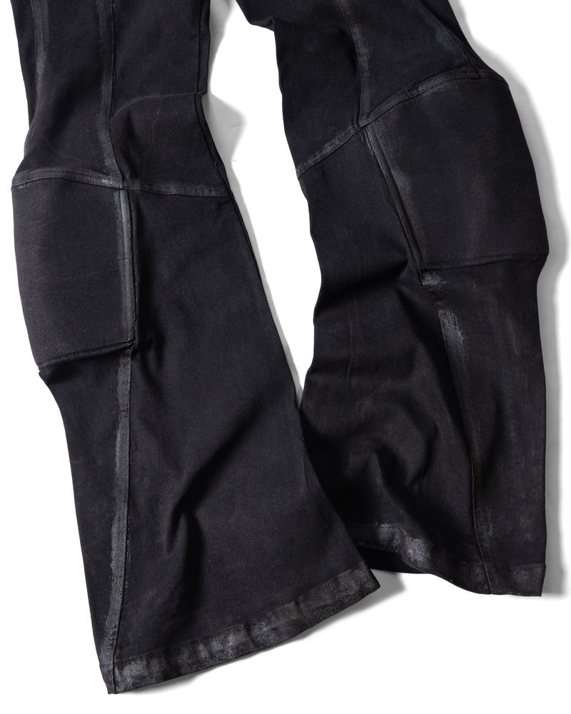 PADDED FLARED PAINTED DENIM PANTS