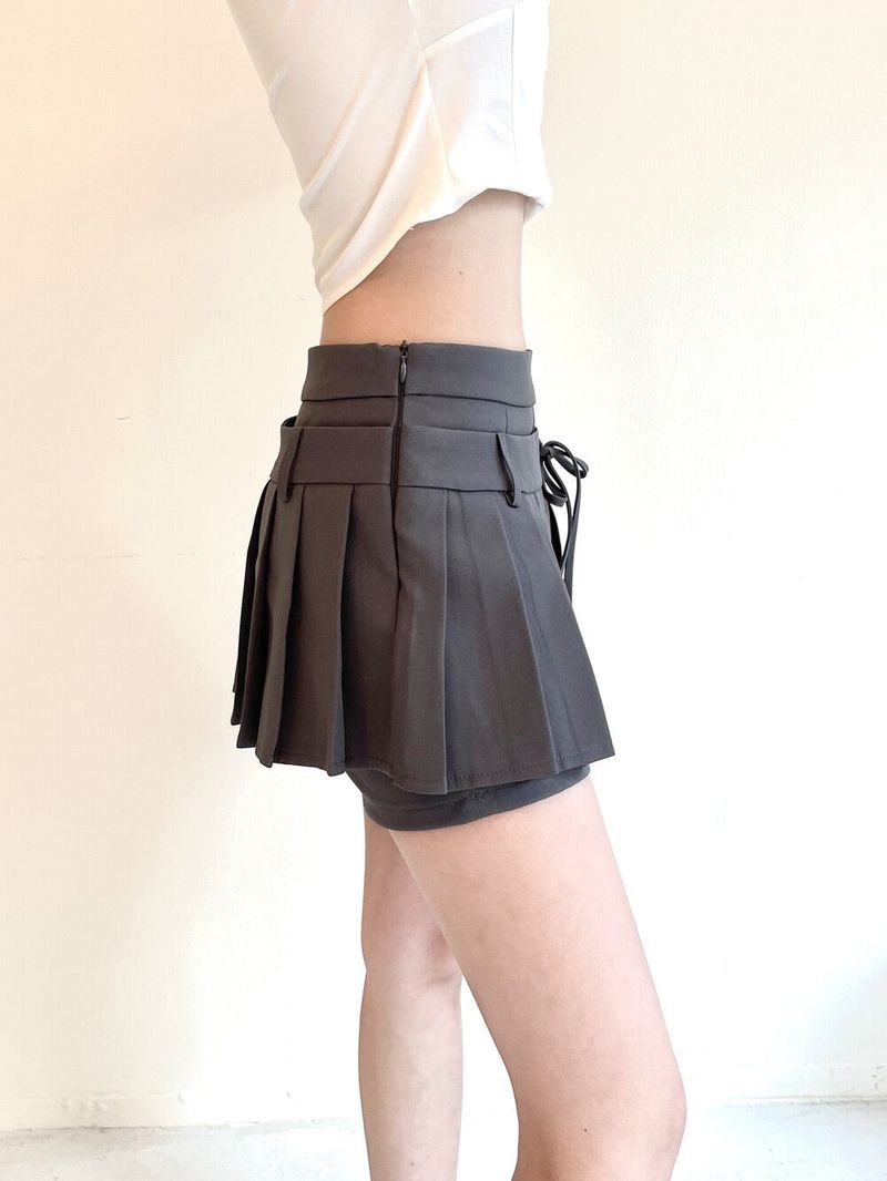 1060. Ribbon wrap pleats mini sk (2color)