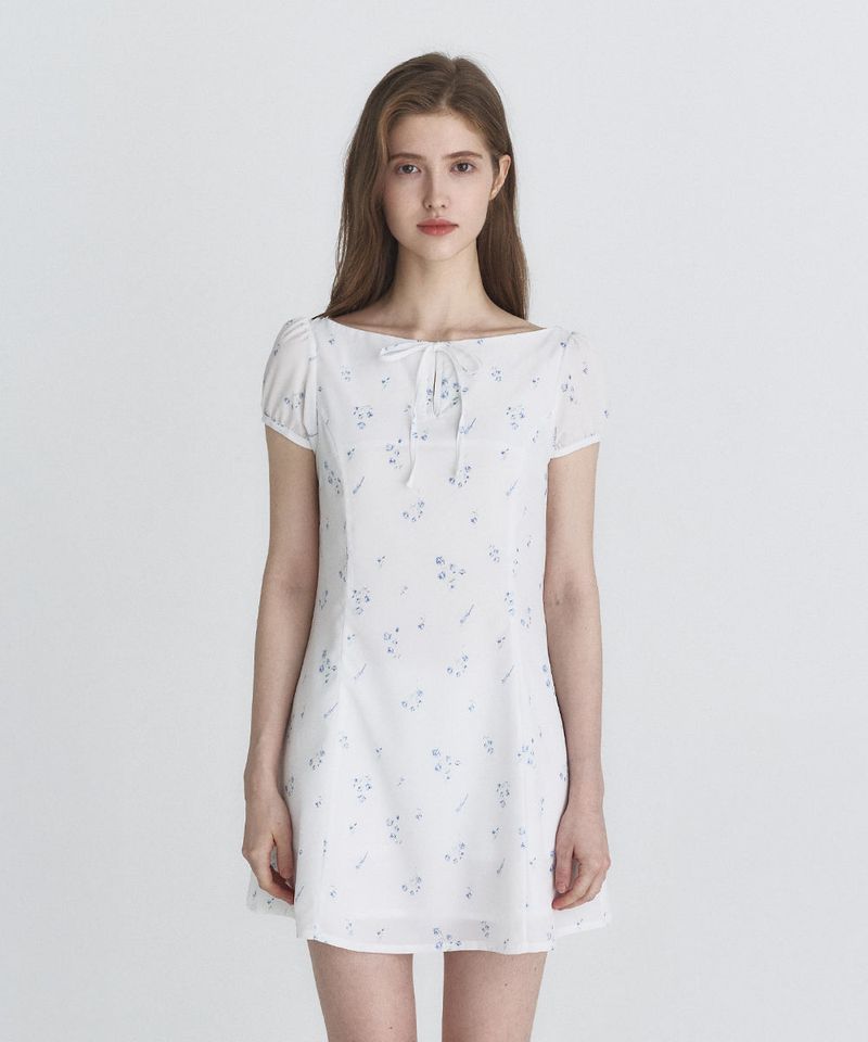 Not your rose（ノットユアローズ）の「Ribbon flare dress (White)（Dresses）」