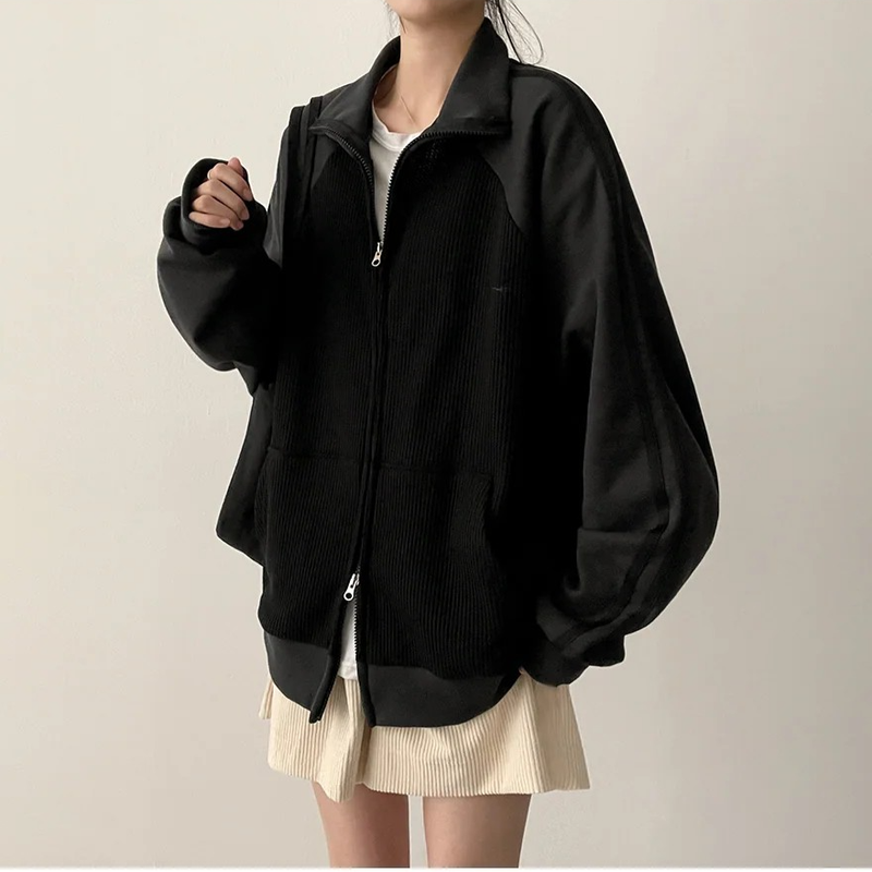 Waffle Two Tone Mix Nagrang Track Zip-Up