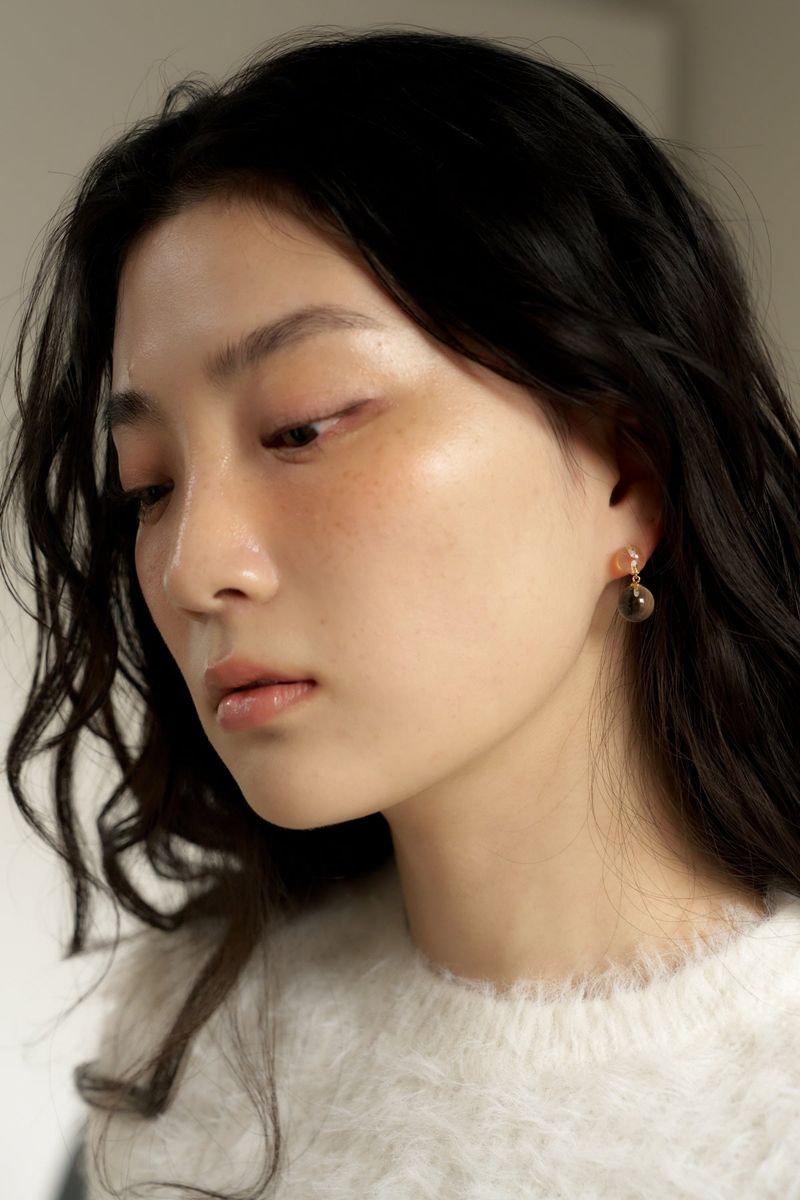 clear quartz earring (2color)