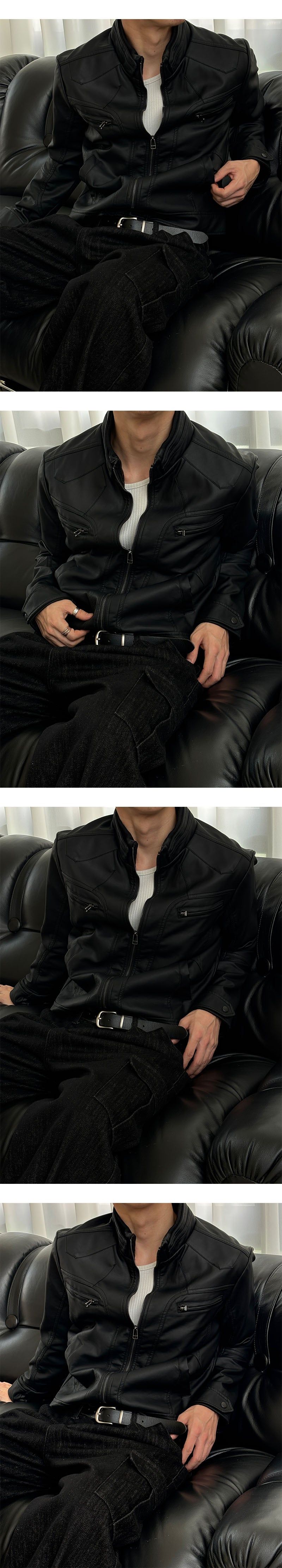 [PROMOTION] Leather zipper biker short jacket (2SIZE)