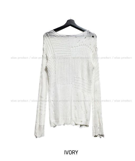 Luffy Openwork Damage Long Knit