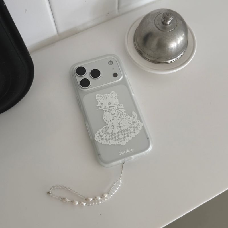 (반투명) cat lace phone case