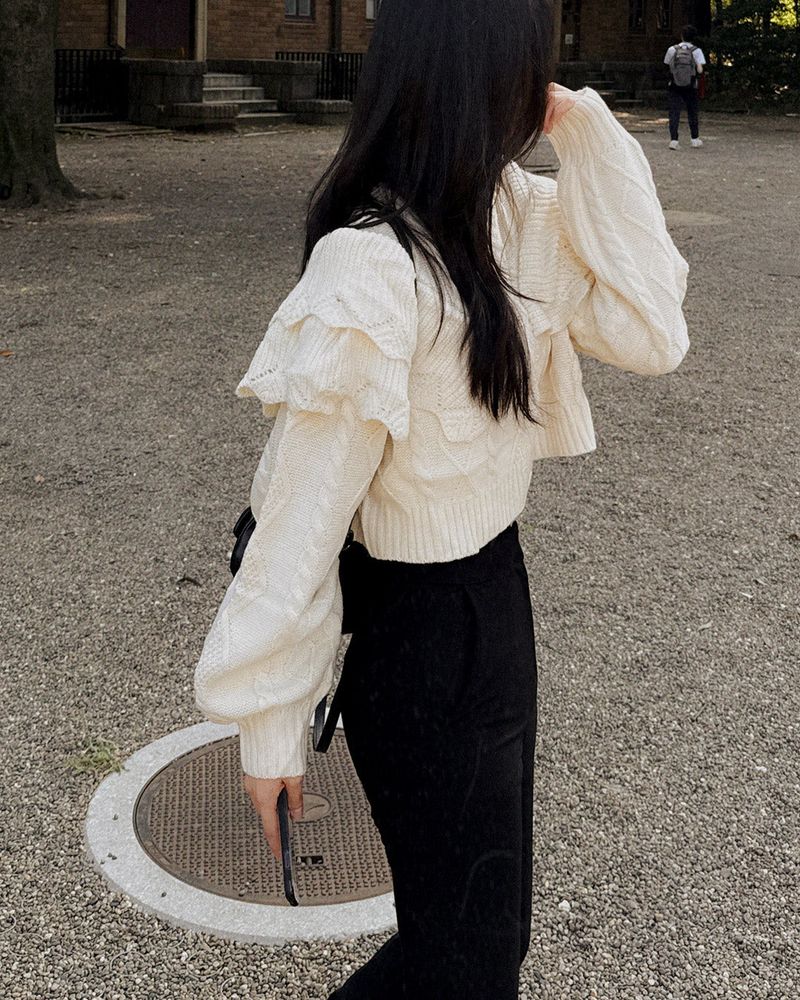 Savel frill cropped cardigan